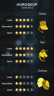 DOOH content - Beispiel für Horoskop für Digital Signage Bildschirme im 9:16 Querformat.