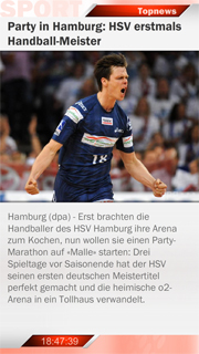 Dazu passender Content Kanal SportsLine - TopNews mit dem Inhalt Die dpa Top-Sportnachrichten aus aller Welt. Kurz zusammengefasst ergeben Sie einen informativen Überblick. 
Ca. 420 Artikel monatlich.