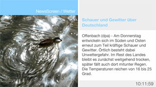 DOOH content - Beispiel für NewsScreen - Wetter für Digital Signage Bildschirme im 16:9 Hochformat 