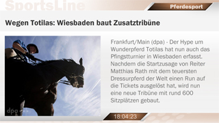 DOOH content - Beispiel für SportsLine - Pferdesport für Digital Signage Bildschirme im 16:9 Hochformat 